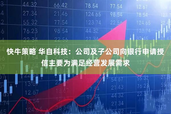 快牛策略 华自科技：公司及子公司向银行申请授信主要为满足经营发展需求