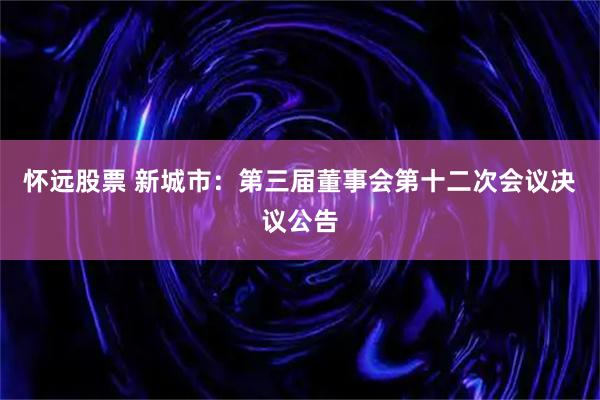 怀远股票 新城市：第三届董事会第十二次会议决议公告