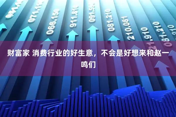 财富家 消费行业的好生意，不会是好想来和赵一鸣们