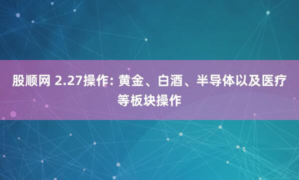 股顺网 2.27操作: 黄金、白酒、半导体以及医疗等板块操作